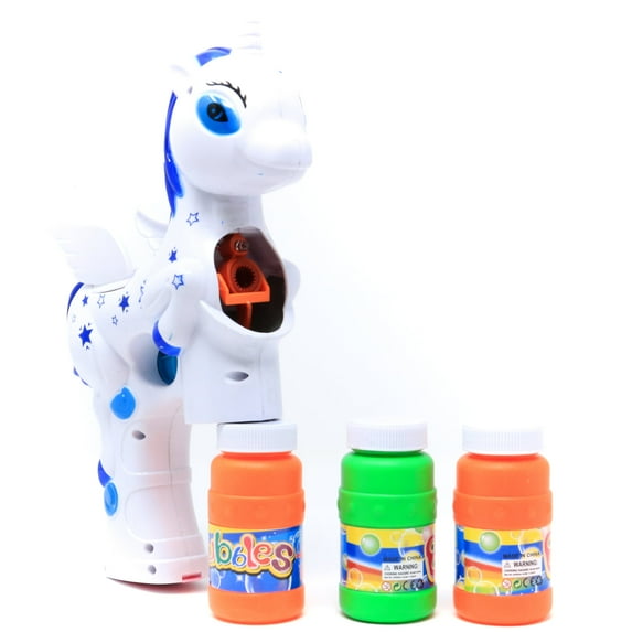 Retailery Unicorn Bubble Gun Blaster With LED, Music, Battery Operated, Blue