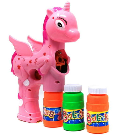 Retailery Unicorn Bubble Gun Blaster With LED, Music, Battery Operated, Pink
