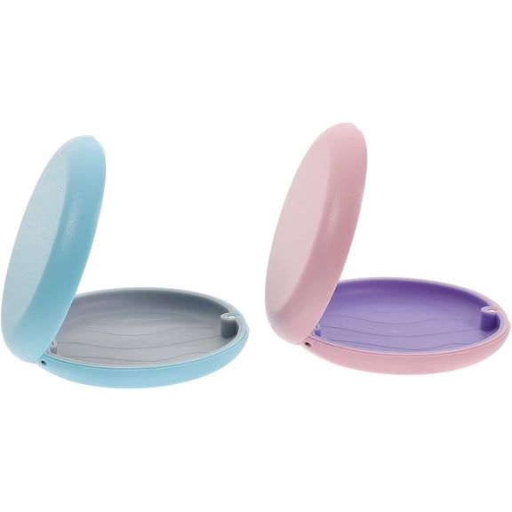 Retainer Case 2pcs Retainer Container Case Orthodontic Mouth Guards Case Slim Night Guards Denture Box False Teeth Holder with Magnetic Closure for Travel Office Pink SkyBlue