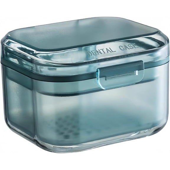 Retainer Case Denture Bath Case, Retainer Cleaner Case with Lid, Denture Cup for Partial Dentures, Mouth Guard&Braces,Denture Soaking Container Case for Travel