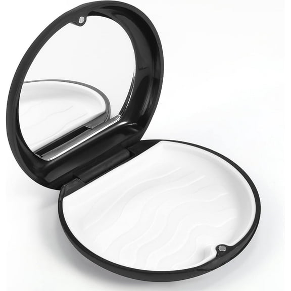 Retainer Case with Mirror Mouthguard Case Night Guard Case Retainer Holder Case, Orthodontic Partial Denture Case Mouthpiece Case with Magnetic Closure and Silicone Textured Liner - Black