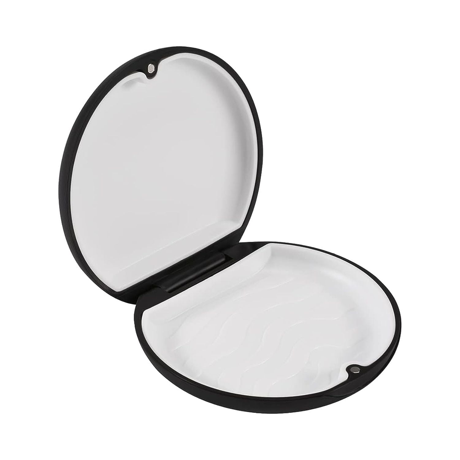 Retainer Case Mouthguard Case Denture Case with Magnetic Closure, Retainer Holder Denture Holder Container with Silicone Textured Liner - Black