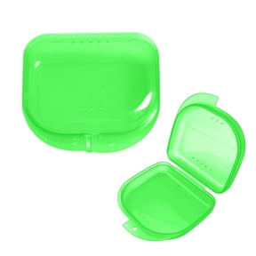 Retainer Case,Plastic Breathable Denture Storage Box,Green Portable Orthodontic Denture Cases,3.3x3 Inch Mouth Guard Holder with Snap Lock,Dental Storage Container for Orthodontic Appliance,Travel