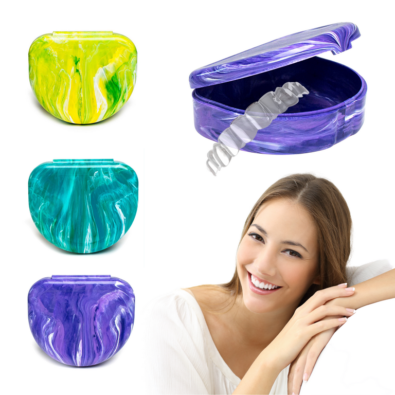  Assorted Retainer Case Box of 12 Individually Sealed, Dental  Storage Container for Aligners, Mouth Guards - Yellow, White, Pink, Green,  Purple, Blue : Health & Household