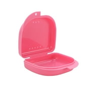 Retainer Case With Vent Holes and Hinged Lid Snaps Mouth Guard Case Orthodontic Dental Retainer Box Denture Storage Container (Pink)