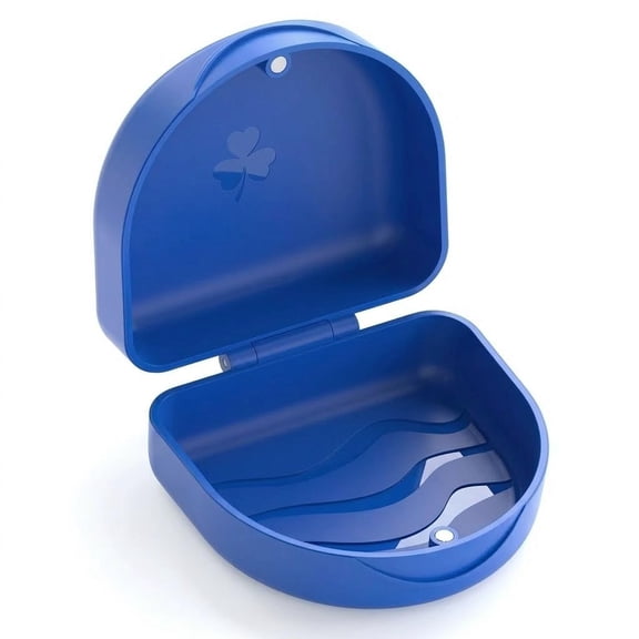 Retainer Case and Aligner Cleaner Box - Orthodontic Braces Container for Night Guard, Dentures, Essix Trays - Portable Mouthguard Holder - Blue