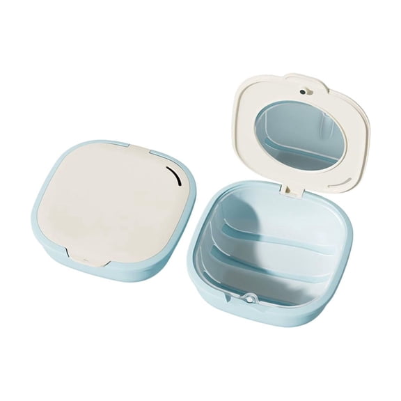 Retainer Case with Mirror and Vent Holes, Cute Slim Aligner Case,Closure Orthodontic Case for Retainers and Mouth Guards