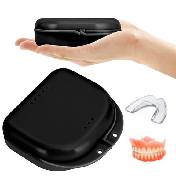 Retainer Case with Vent Holes, Orthodontic Storage Case, Travel Box for Aligner & Mouth Guard (1 Pc, Black)