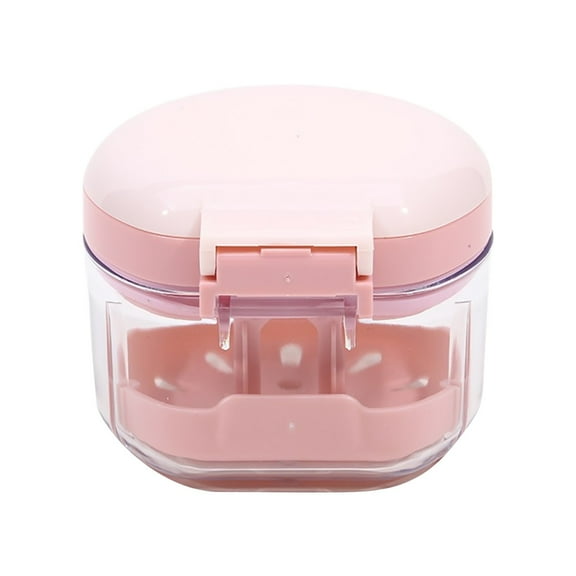 Retainer Cleaning Case | Travel Denture Soaking Case | Cute Storage Holder | Hygienic Container | For Retainers Dentures | On-the-Go Oral Care(Pink)