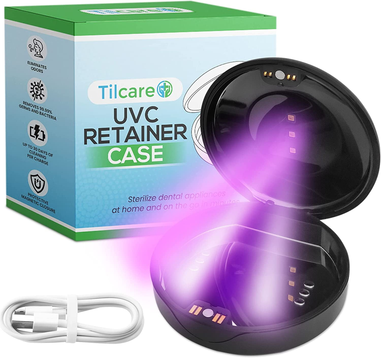 Retainer Cleaning Case by Tilcare Dental Aligner Cleaner with Light