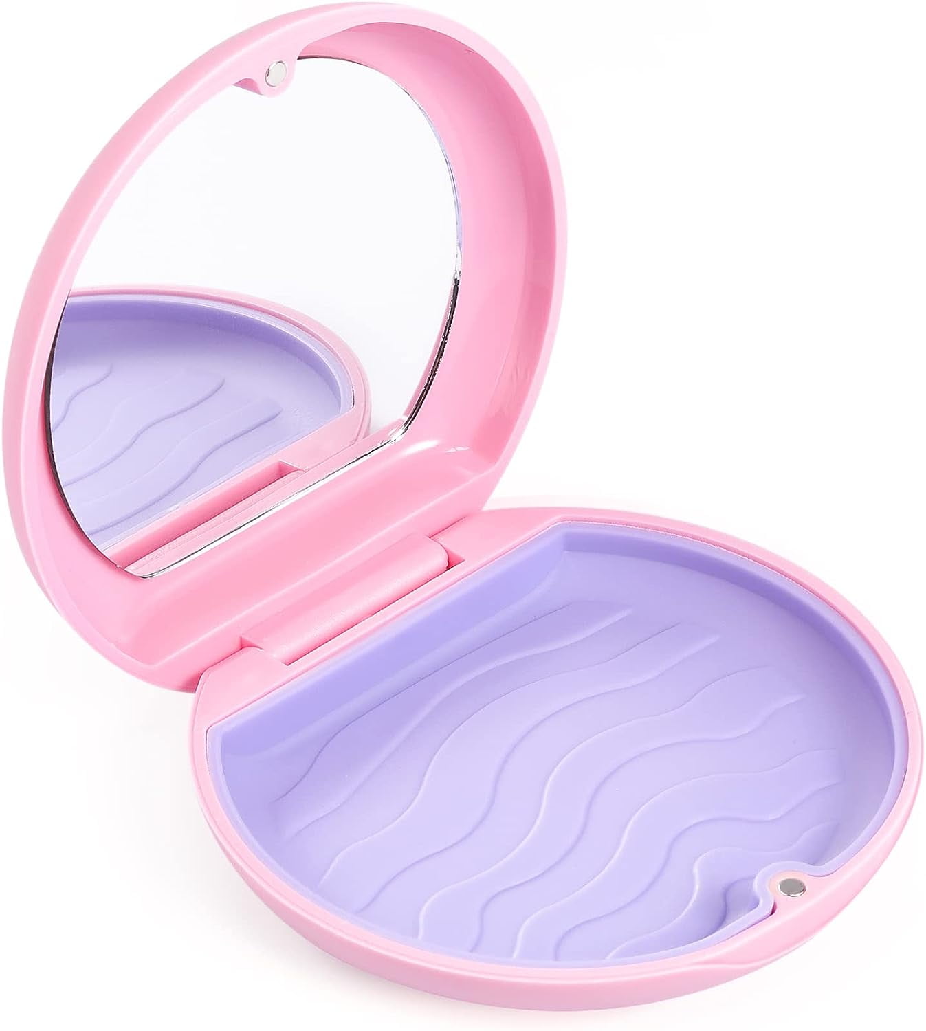 Retainer Container Case with Mirror Mouthguard Case Retainer Holder Cute, Mouth Guard Holder Aligner Case Denture Storage Case Small for Household|Travel|Office - Pink