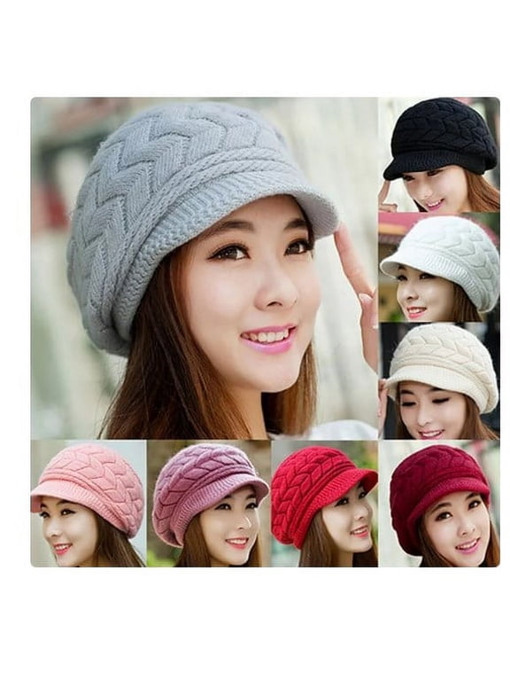 Women s Winter Soft Solid Color Warm Knitted Baggy Beret Narrow brim Beanie Hat Classic Slouch Ski Cap