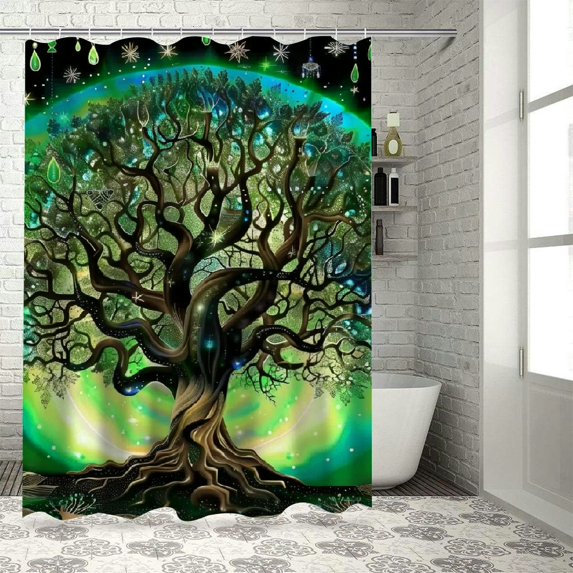 Orinice Fractals Bathroom Decor Set Colorful Polyester Fabric Fashion Bathroom Decor with Waterproof Shower Curtain and Hooks 69x72