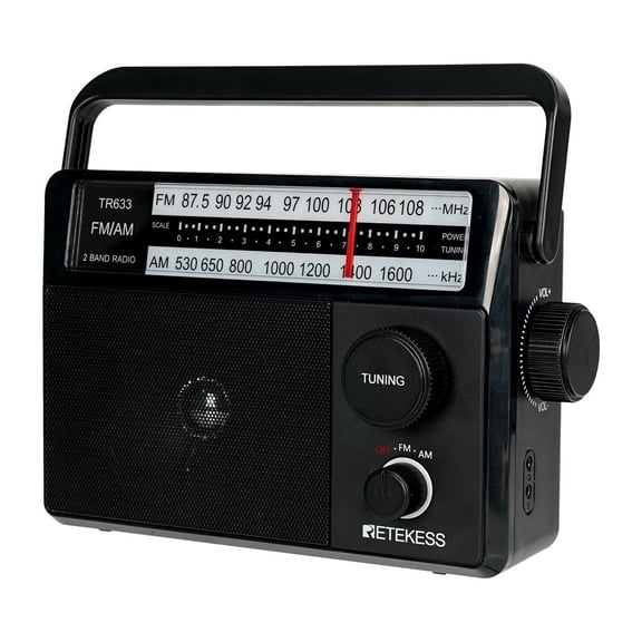 Retekess TR633 AM FM Radio,Best Reception, Portable (Wall Plug/4 AA Batteries), External Antenna Jack, for Seniors/Home