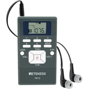 Retekess PR13 Portable FM Radio,AAA Battery Powered Personal Mini Stereo Radio with Earphone and Lock Key for Walking, Jogging, Mowing, Church, Tour Guide,Christmas New Year GiftGray