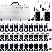 Retekess T130 Tour Guide Audio System with TT123 Wireless Microphone Headset - pack of 2 Transmitters 30 Receivers