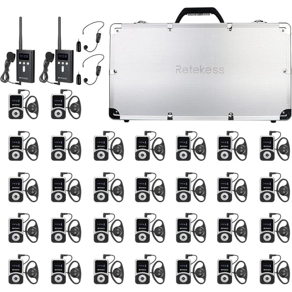 Retekess T130S Wireless Tour Guide Headsets and Translation Devices, 30 Pack, Large