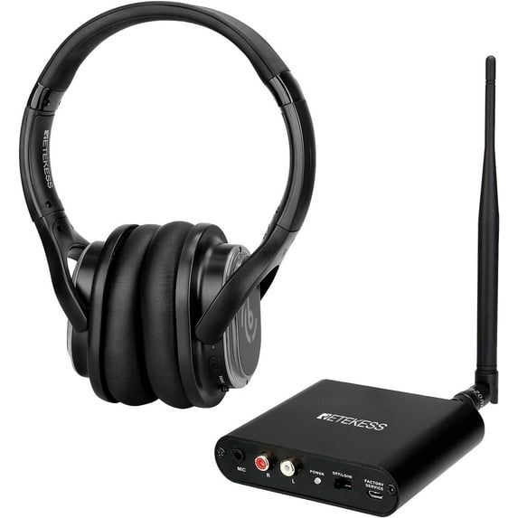 Retekess TA003 Silent Disco System, Party Silent Disco Headphones and Transmitter, 3 Channels Wireless Stereo LED Headphone for House Party, Home Movies, Kids (1 Transmitters and 1 Headphone)