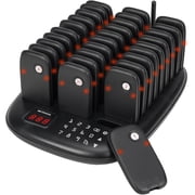 TD175P Restaurant Pager System (English) - 30 Buzzers, 3280ft Range, Vibrate/Beep/Flashing Modes for Restaurants, Food Courts, Businesses