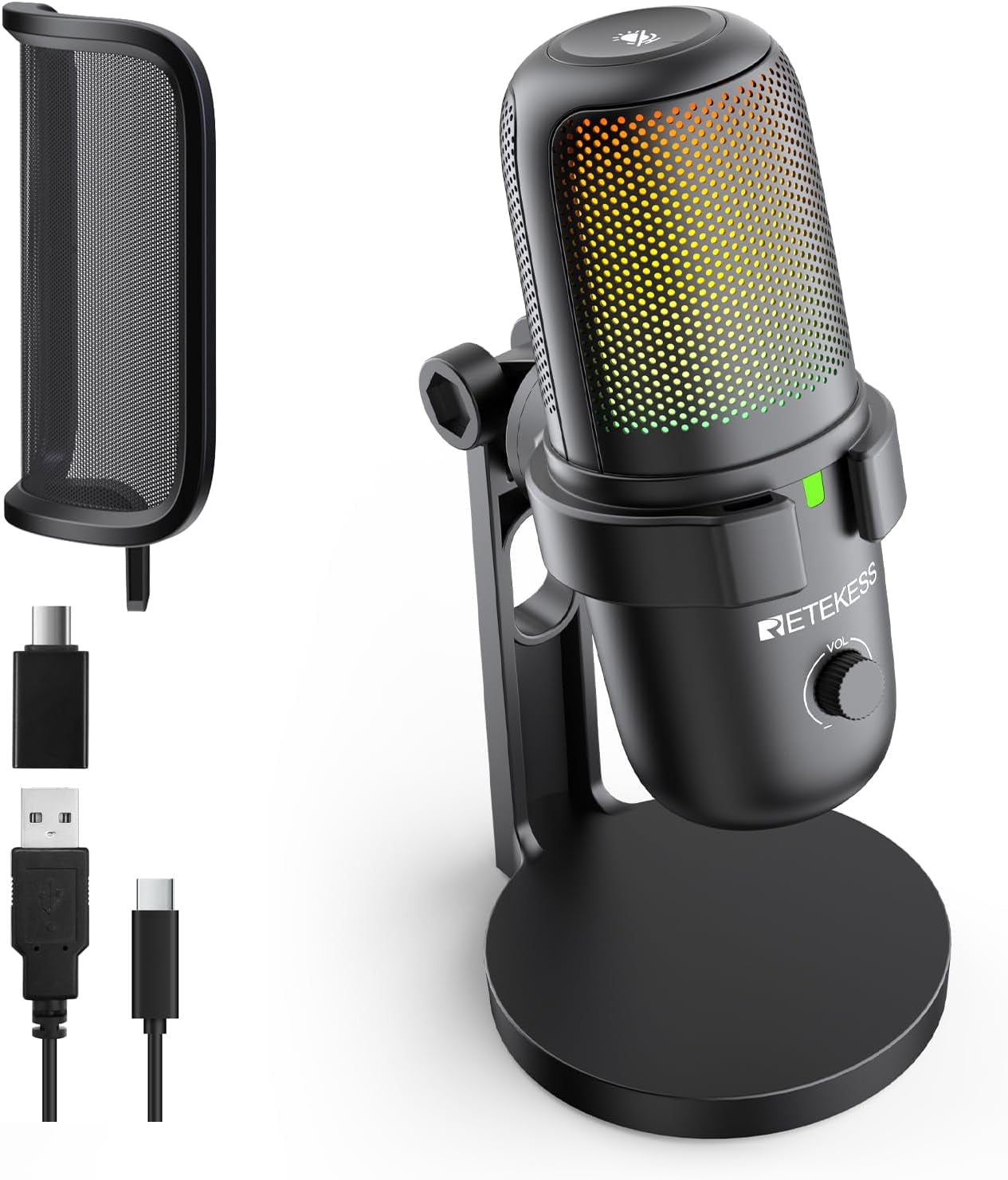 Tg201 Pacemaker Retekess TG201 Gaming Microphone, Noise Cancellation Condenser Mic with ...