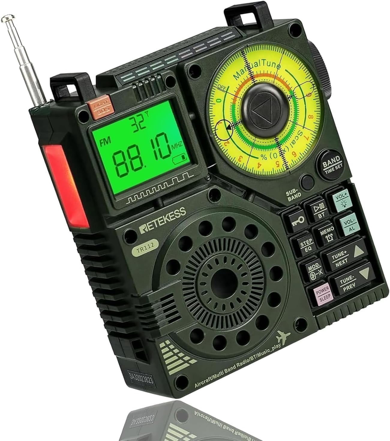 Retekess TR112 Portable Shortwave Radio, emergency radio,Multiband Radio Receiver, APP Control, AM FM SW AIR VHF WB Receiver with Bluetooth, TF, 6 EQ Modes, SOS, Clock