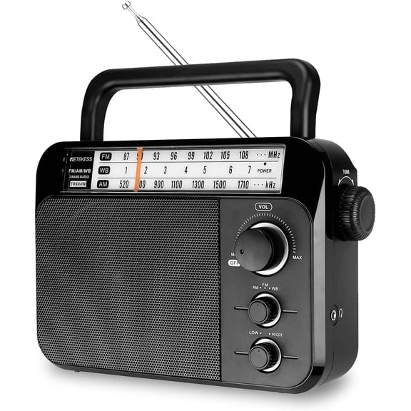 Retekess TR604W AM/FM Electric Radio, Emergency radio with NOAA, Home Use,Camping radio(Black)