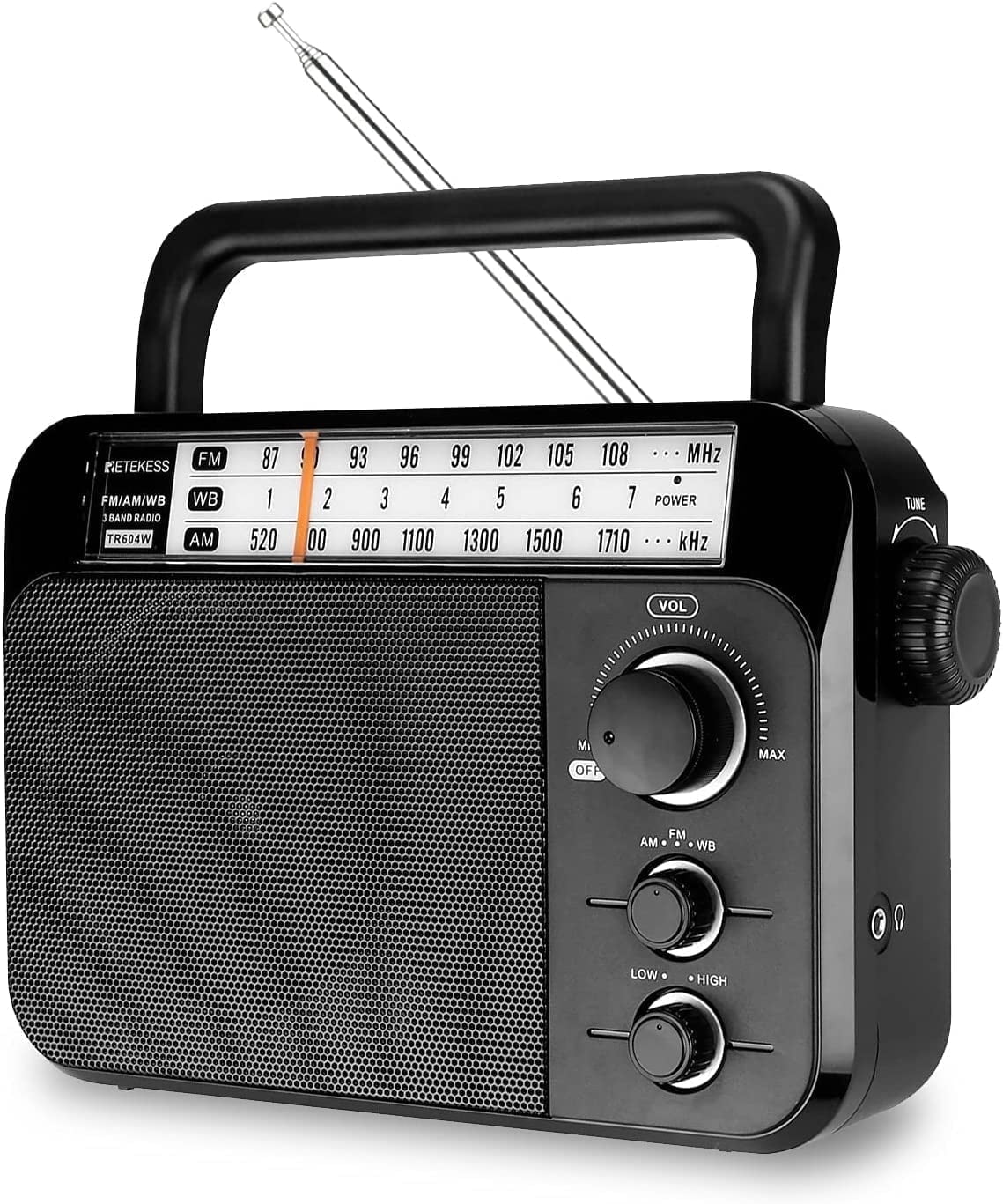 Retekess TR604W AM/FM Electric Radio, Emergency radio with NOAA, Home Use,Camping radio,for Mother’s Day(Black)