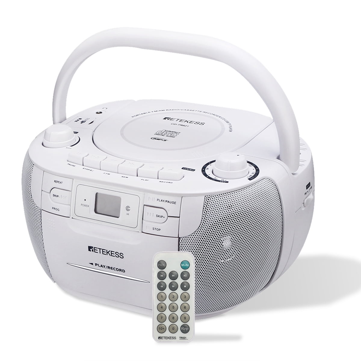RETEKESS TR630 CD Player Boombox Stereo Portable Radio FM AM Cassette Tape  3W Speaker TF USB Recording Remote Control for Home