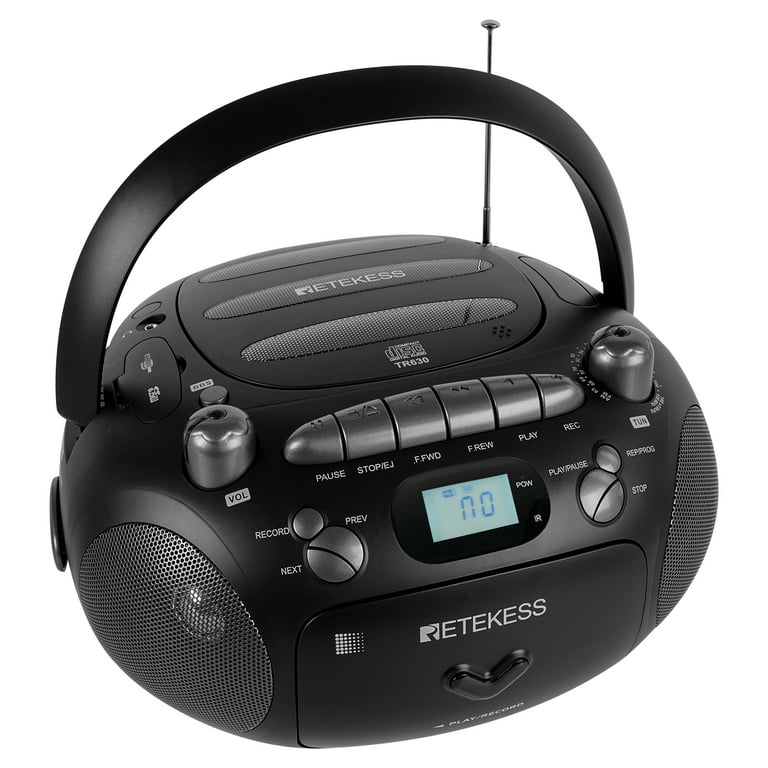 Retekess TR630 CD and Cassette Player Combo, Portable Boombox AM FM Radio,  MP3 Player Stereo Sound Support, Recorder, USB, Micro SD, for Family