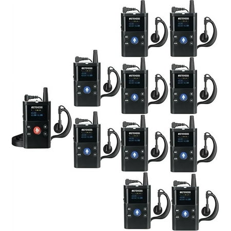 Retekess TT126 Two-Way Wireless Factory Tour Guide System, 2 Way Communication Device, 280m/918ft, Noise Reduction, Plant Tour Headsets with Two Way Microphone (1Transmitter 10 Receiver)