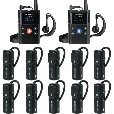 Retekess TT126 Wireless Tour Guide System,Two-Way Communication Device, 280m, Noise Reduction,Factory Tour Guide Headset with Two-Way Microphone for Plant (1 TX 1 RX and 10 Ear Receivers)