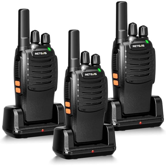 Retevis H-777 Walkie Talkies Rechargeable, 2 Way Radios Long Range, Portable FRS Two-Way Radios, Short Antenna, LED Flashlight, for Adults Family Outdoor (3 Pack)