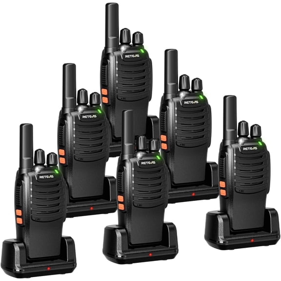 Retevis H-777 Walkie Talkies for Adults Long Range Hand Free Handheld Rechargeable Two Way Radio Business 2 Way Radios with Charger (6 Pack)