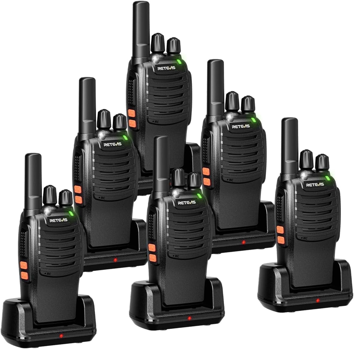 H-777 Walkie Talkies for Adults Long Range Hand Free Handheld Rechargeable Two Way Radio Business 2 Way Radios with Charger (6 Pack)