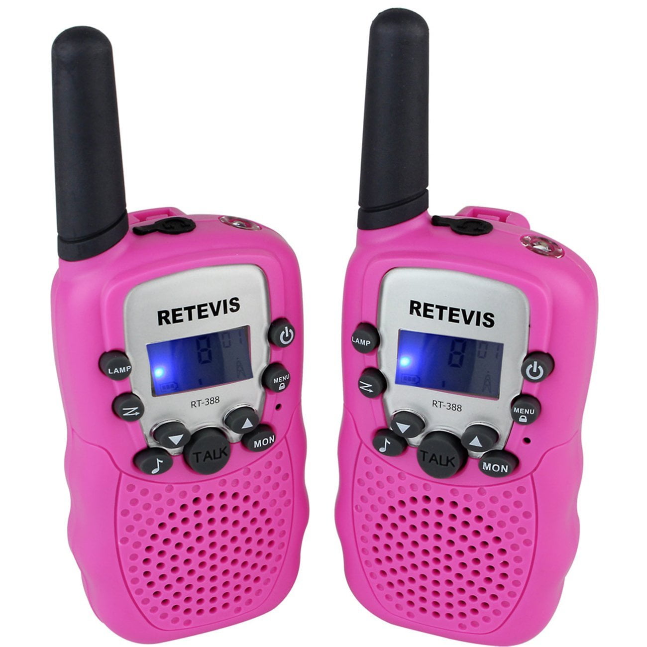 Retevis RT388 Kids Walkie Talkies Rechargeable, for 5-13 Year Old Girls  Boys,Pink Walkie Talkie 2 Pack with Charging Cable Batteries,22CH  Flashlight