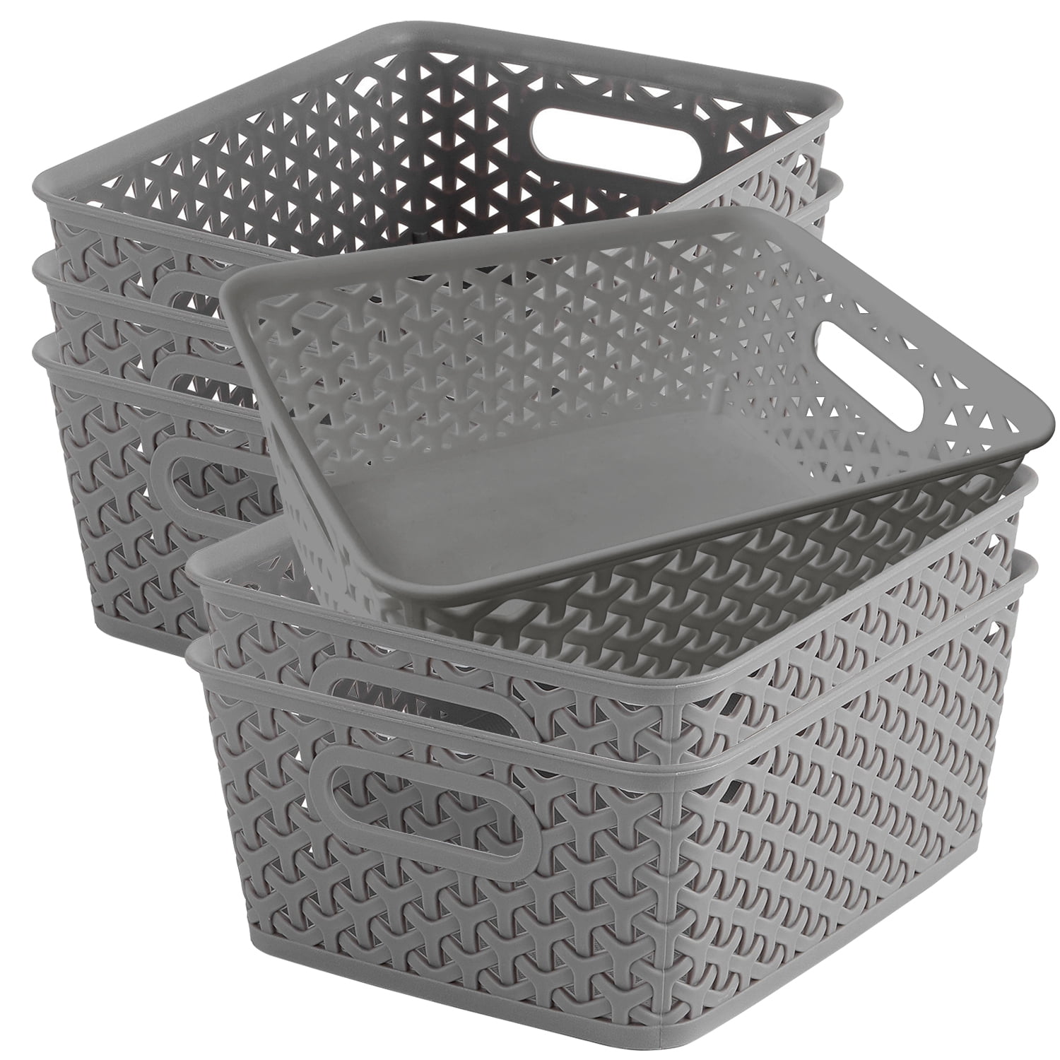 Rethink Your Room Set of 6 Medium Plastic Open Storage Basket, 10 x 8 x