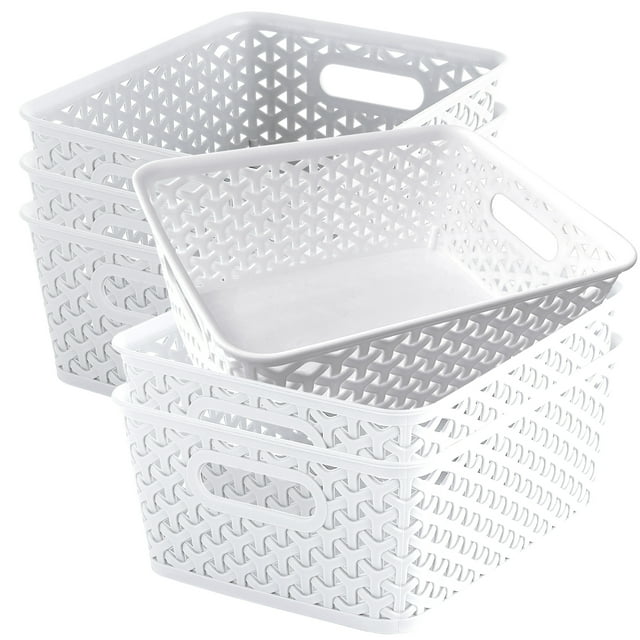 Rethink Your Room Set of 6 Medium Plastic Open Storage Basket, 10 x 8 x