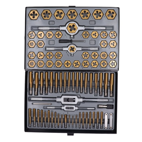 Rethreading Kit Essential Threading Rethreading Tool Kit, Wide Application Tap Die Set Titanium Plated Carbide Alloy Tapered Thickness High Hardness for Vehicles Repair