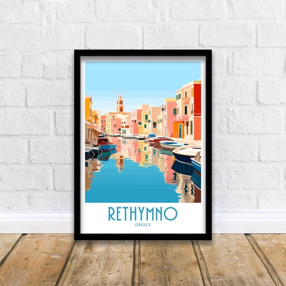 Rethymno Crete Wall Art Print, Scenic Greek Island Harbour Town And ...