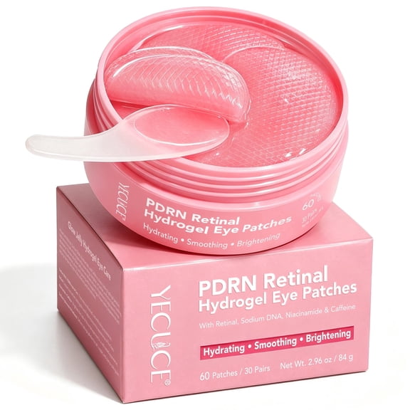 Retinal Under Eye Patches with PDRN, Niacinamide & Caffeine, Cooling Hydrogel Eye Masks for Hydrating, Brightening & Smoothing Look, 60 Patches