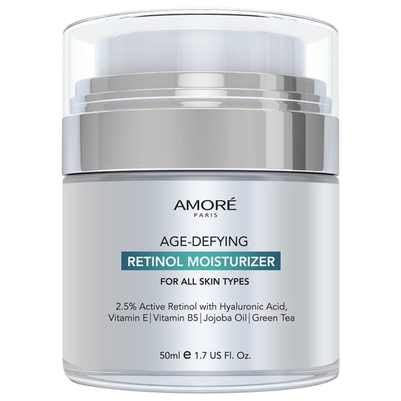 Amore Paris Retinol 2.5% Anti-Aging Moisturizer Cream 1.7 fl oz with Hyaluronic Acid and Green Tea