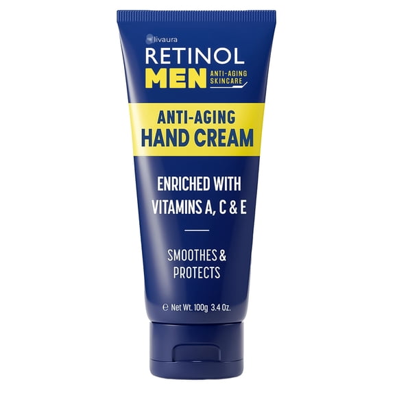 Retinol Anti-Aging Hand Cream for Men Moisturizing Cream with Vitamin A, Conditions Skin and Cuticles 3.4 oz