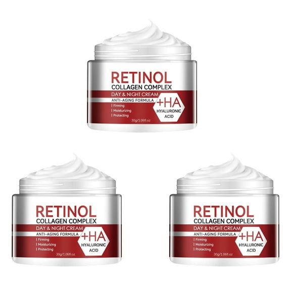 Retinol Cream for Face,Retinol Facial Moisturizer with Hyaluronic Acid,Night Cream for Face & Under Eye,Instant Face Lift Cream,Hydrating Wrinkle Collagen Cream for Face(3PCS)