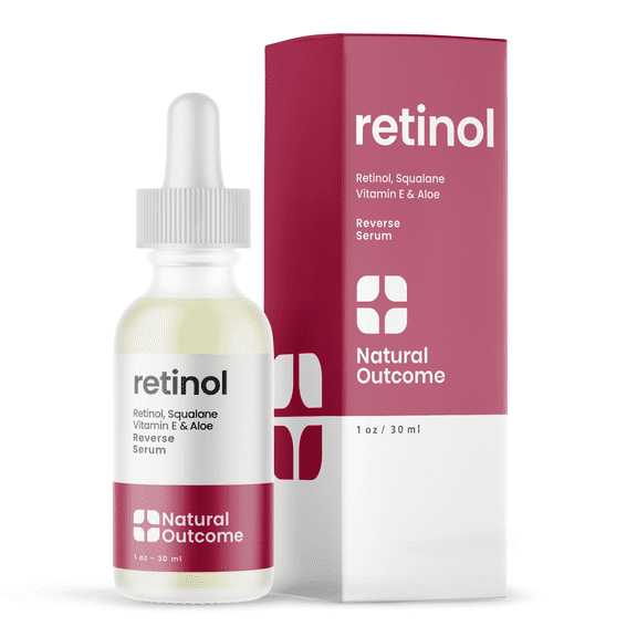 Retinol Face Serum by Natural Outcome - Reverse Retinol Serum for Face with Hyaluronic Acid, Vitamin E, Squalane and Aloe Vera - Anti Aging Serum Moisturizer to Reduce Wrinkles