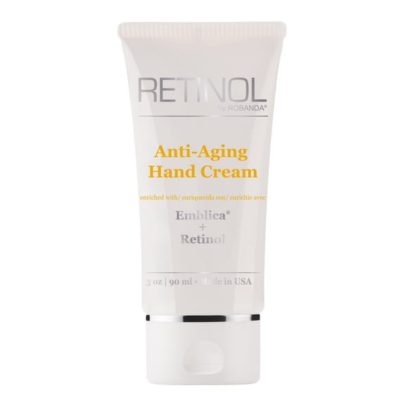 Retinol by Robanda Anti-Aging Hand Cream for Wrinkles & Fine Lines - Deep Hydration, Lightly Scented Moisturizing Lotion with Lightweight Fast-Absorbing Formula, TSA-Friendly Travel Size 3 oz