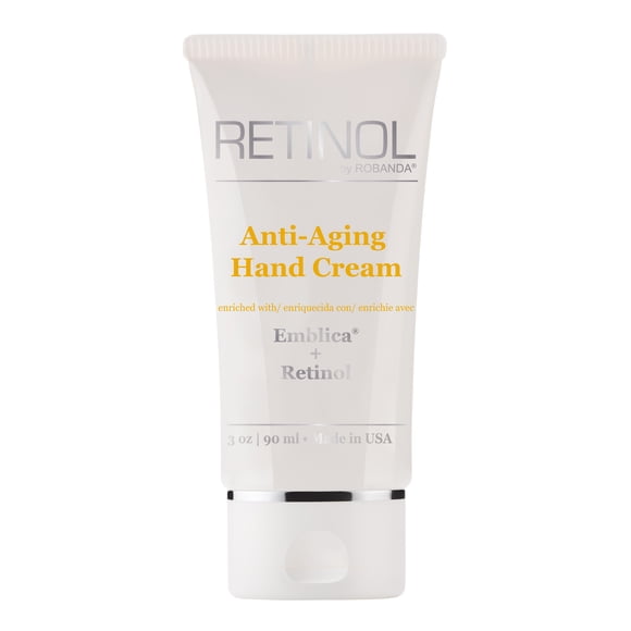Retinol by Robanda Anti-Aging Hand Cream for Wrinkles & Fine Lines - Deep Hydration, Lightly Scented Moisturizing Lotion with Lightweight Fast-Absorbing Formula, TSA-Friendly Travel Size 3 oz