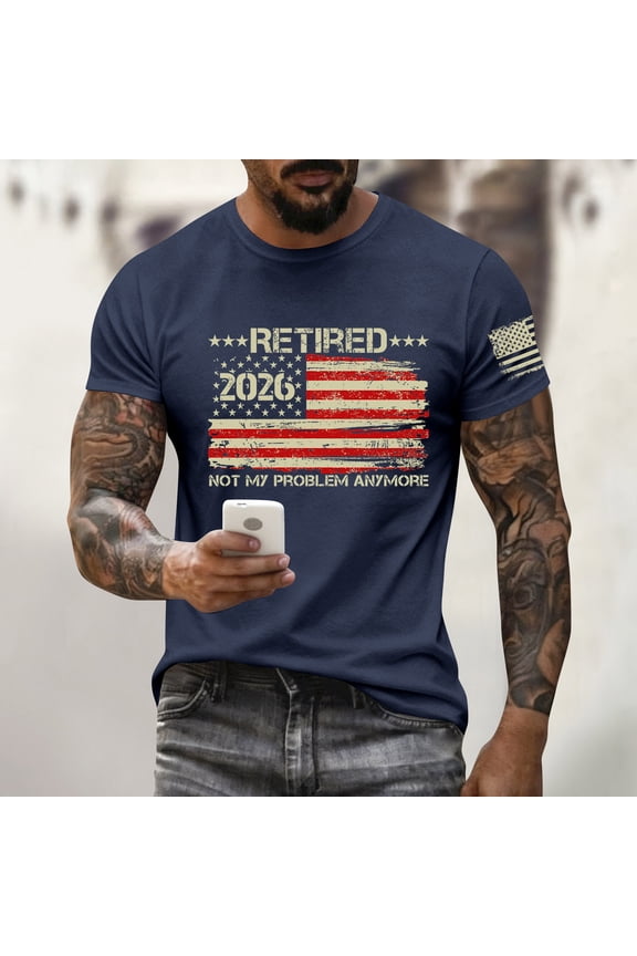 Retired 2025 Not My Problem Anymore T-Shirt Funny Retirement Gift for Men USA Flag Tee