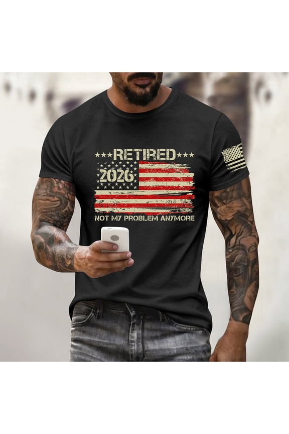 Retired 2025 Not My Problem Anymore T-Shirt Funny Retirement Gift for Men USA Flag Tee