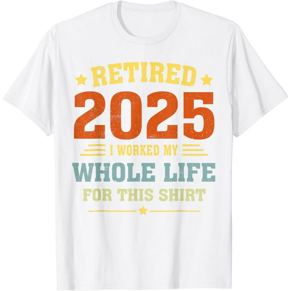 Retired 2025 Vintage Dad Grandpa Father's Day Retirement T-Shirt100% cotton