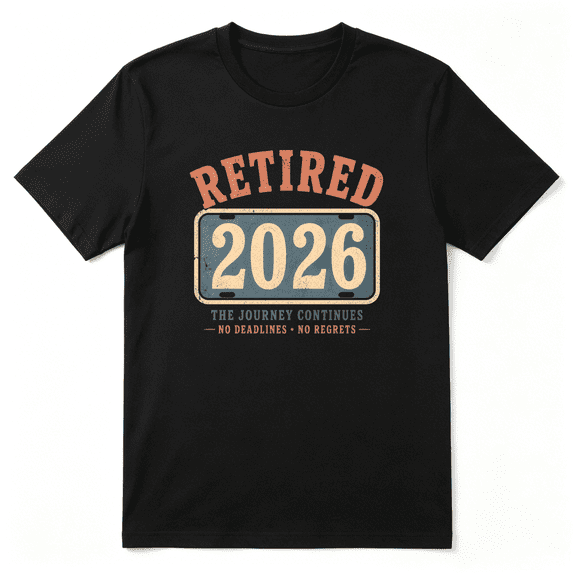 Retired 2026 The Journey Continues Retro Graphic Tee for Men and Women, Retirement Gift Holiday Gift Cotton Short Sleeves T-Shirt